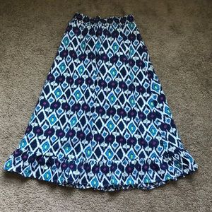 Cherokee Skirt Girls Size 7/8 Navy Blue Multicolored Long Lined Elastic Waist